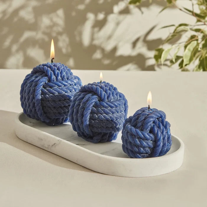 Bougie Karaca Home Rope, bleu marine, 8 cm