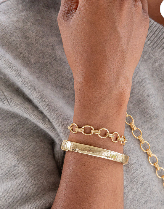 Cleopatra Small Link Bracelet, 7+1.5" - Gold