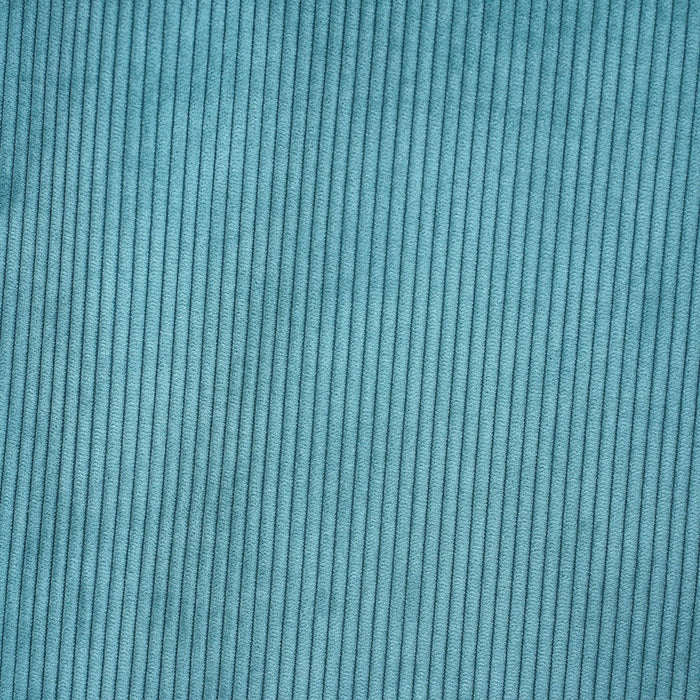 Teal corduroy small makeup bag by DE LA MUR LINE US Inc, featuring a compact, textured fabric and zipper closure.
