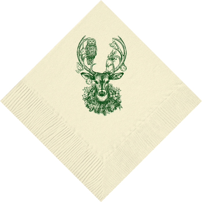 Customizable Christmas Deer Beverage Napkins