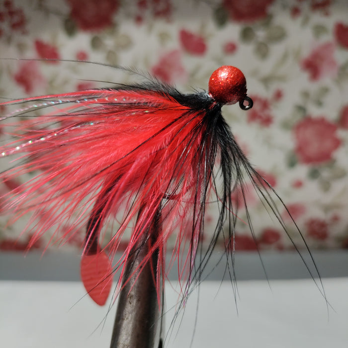 Disco Red Head/ Black Red Worm Steelhead Jigs