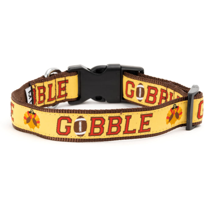 Fall Season Gobble Gobble Football Turkey Time Dog Collar