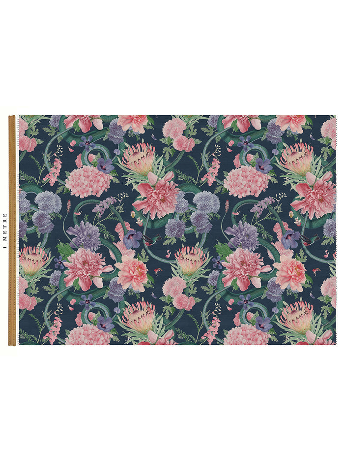Forbidden Bloom 'Deep Blue' Recycled Velvet Sample