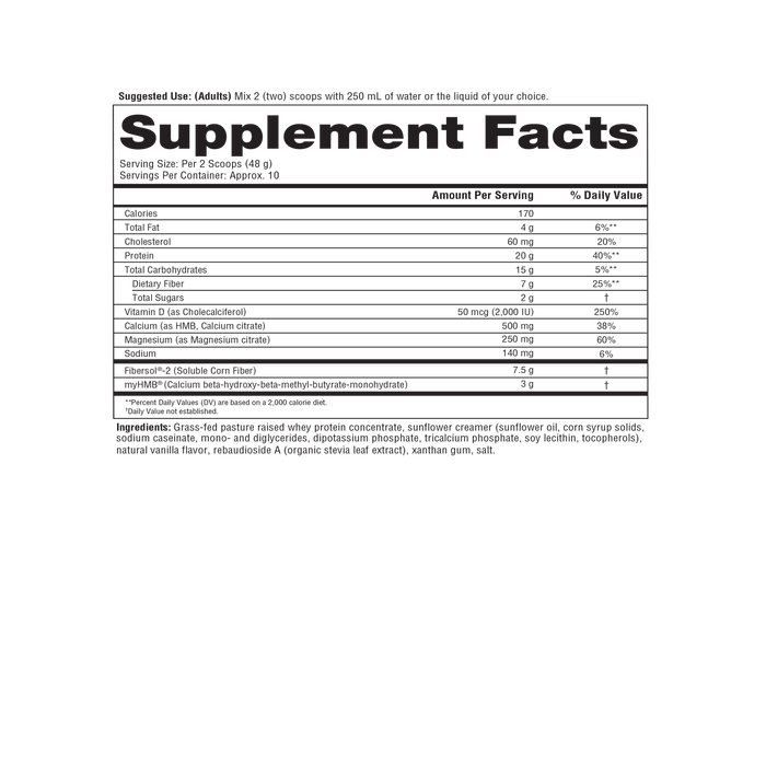 GSP.00079 Youtheory GLP-1 Support Muscle Guard Protein Vanilla Flavor oz Nutrition Facts Panel