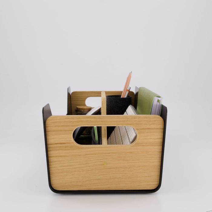 Gustav Dot XL Black desk organizer – angled view for desk sharing