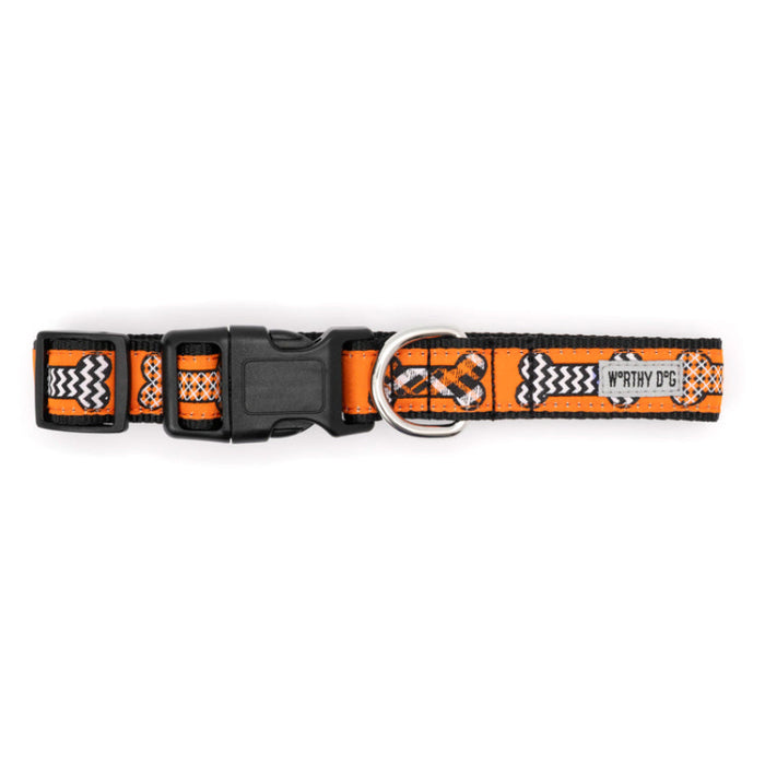 Halloween Bones Orange Fall Season Dog Collar