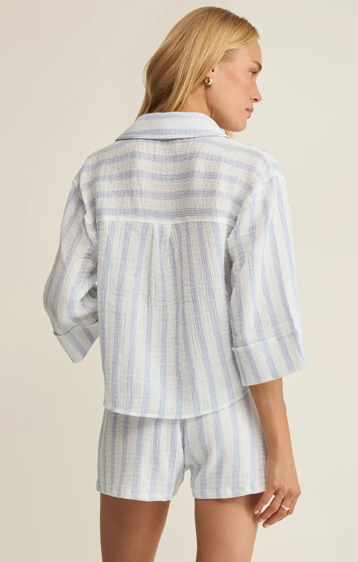 Helena Striped Airy Gauze Button Down - Molly + Kate