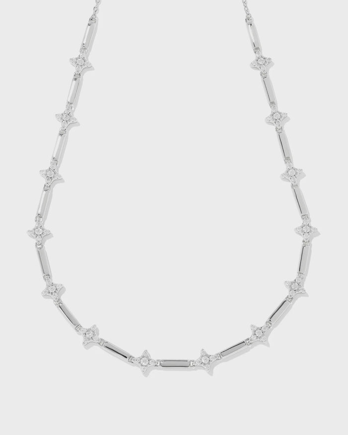 Holland Stranded White Rhod Crystal Necklace Kendra Scott