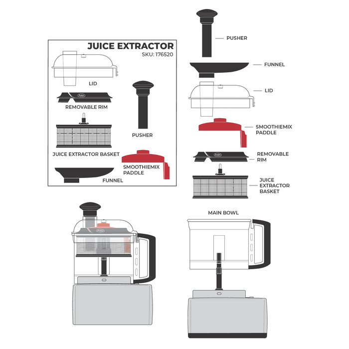Technical illustration of the Magimix juice extractor