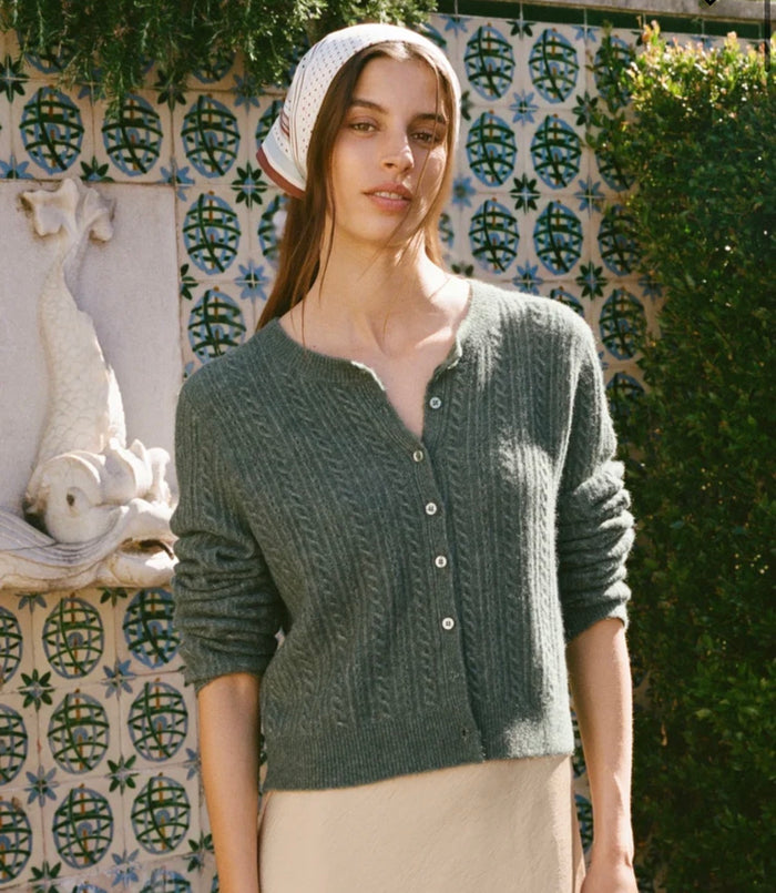 Medina Pointelle Cardigan - Monstera - Molly + Kate