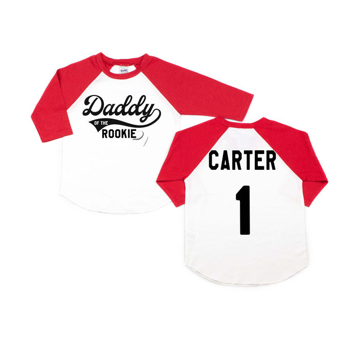 "Mom / Dad of the Rookie" Customized Raglan with Name on Back