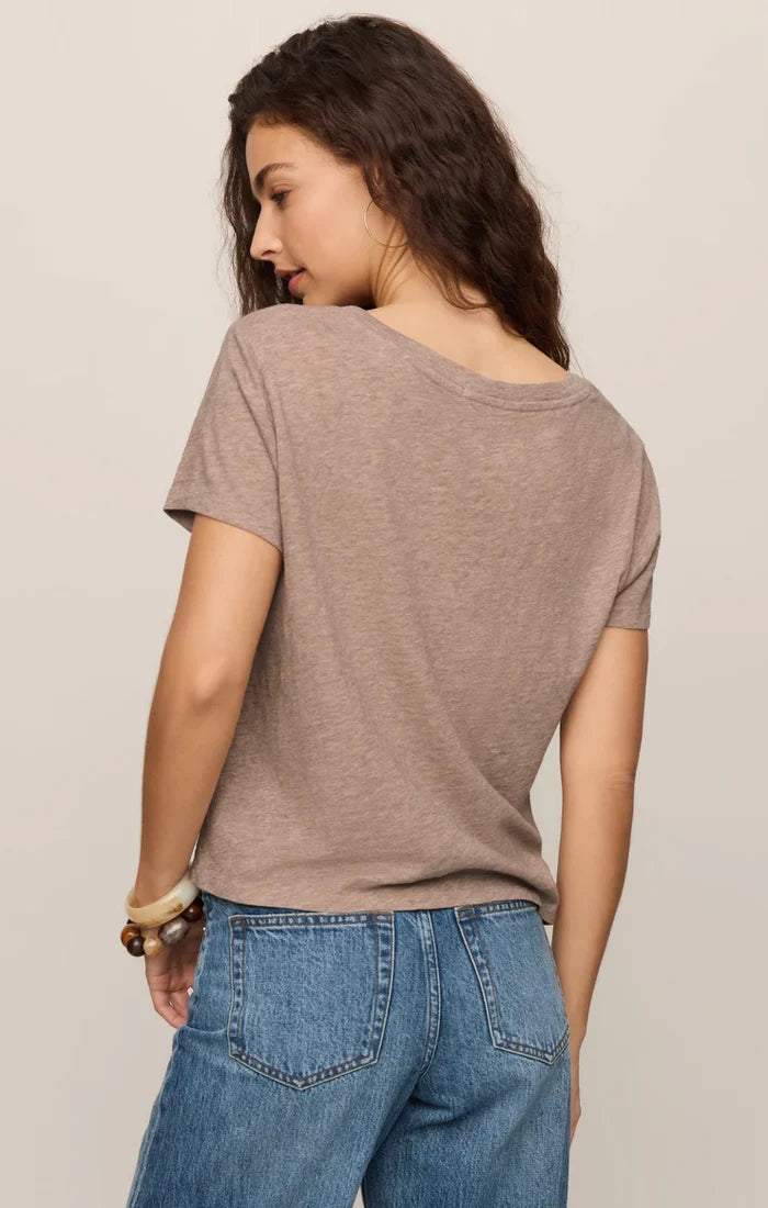 Nomad Slub V-Neck Tee - Heather Ash - Molly + Kate