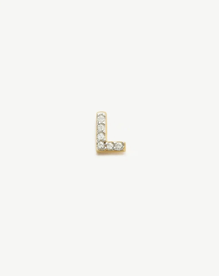 Pave Initial Single Stud Earring - Initial L | 18ct Gold Vermeil/Cubic Zirconia Earrings Missoma