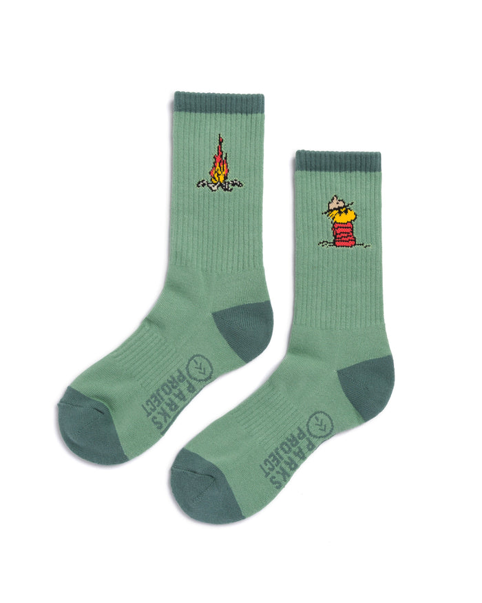 Shop Peanuts x Parks Project Trail Crew Sock 2 Pack Inspired by Parks | green-and-natural