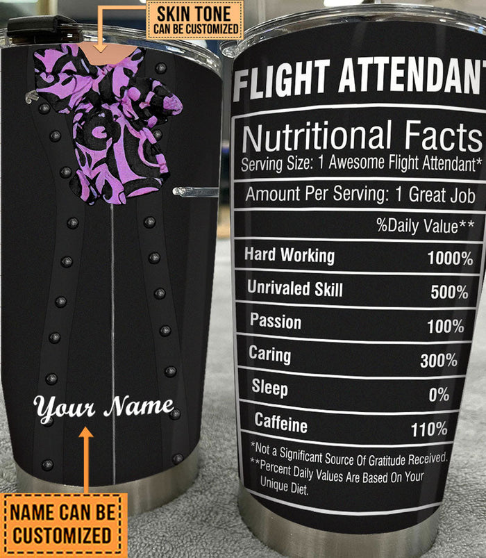 Personalized Flight Attendant Nutritional Facts Tumbler