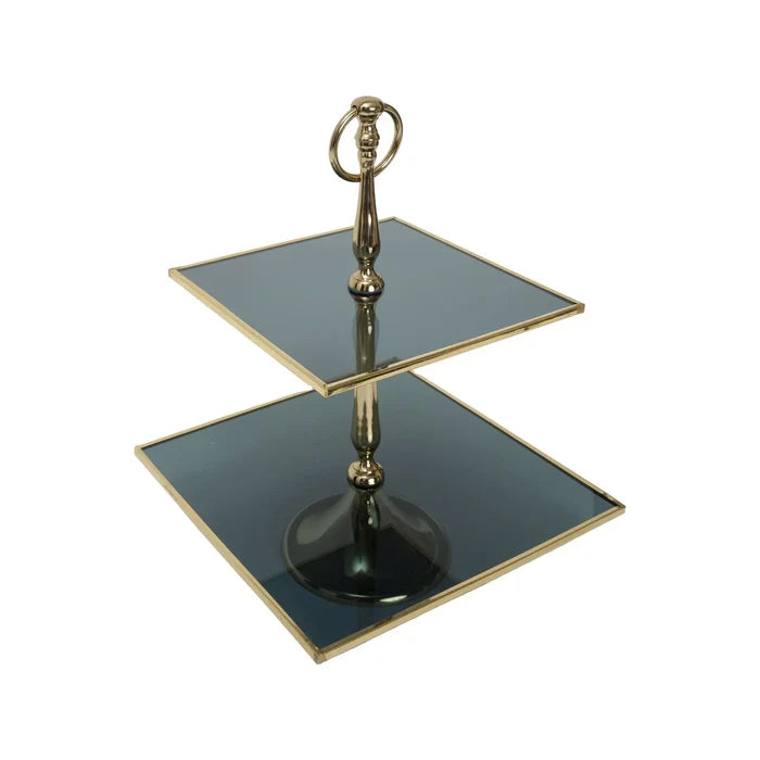Présentoir â Gâteaux Line Décoratif À 2 Niveaux, 25 cm, doré