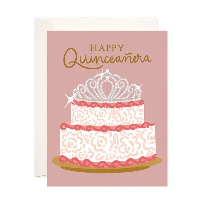 Quince Cake Greeting Card- Spanish Quinceañera Birthday Card