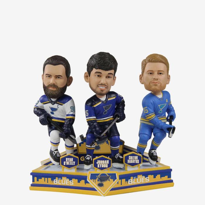Ryan O'Reilly Jordan Kyrou Colton Parayko St. Louis Blues Triple Bobblehead NHL
