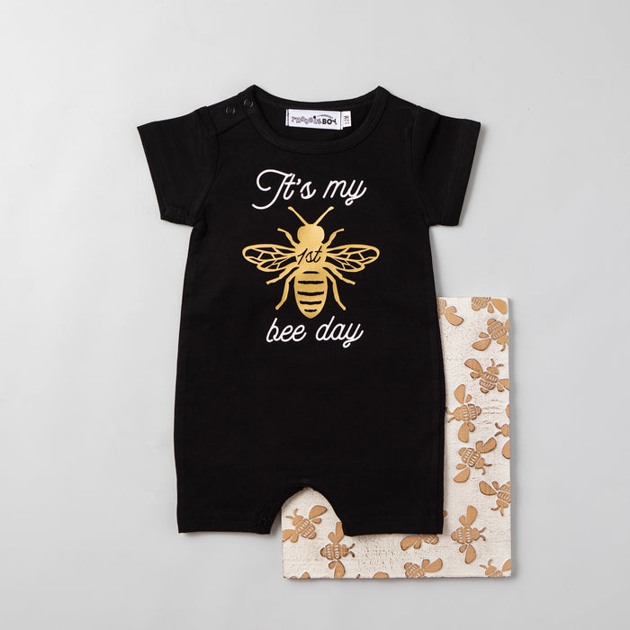 Shorts "It's My 1st Bee Day" Slim Fit Birthday Romper