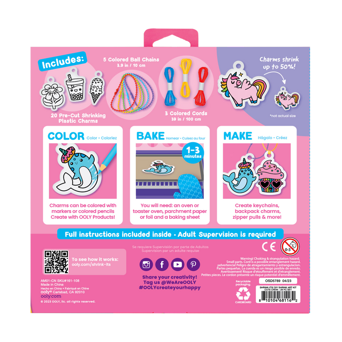 Shrink-its! DIY Shrink Art Kit - Cute Crew back of packaging