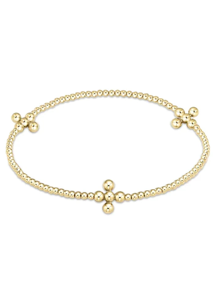 Signature Gold Cross Pattern Bead Bracelet - Gold - Molly + Kate