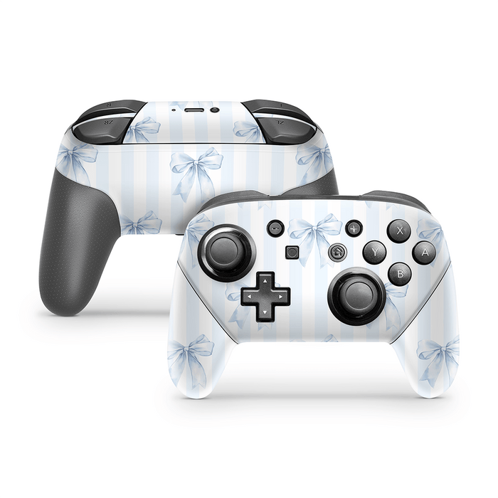 Sky Blue Bows Nintendo Switch Pro Controller Decal Skins