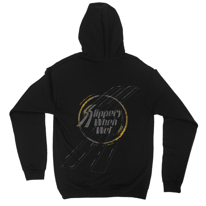 Slippery When Wet Stamped Hoodie Back