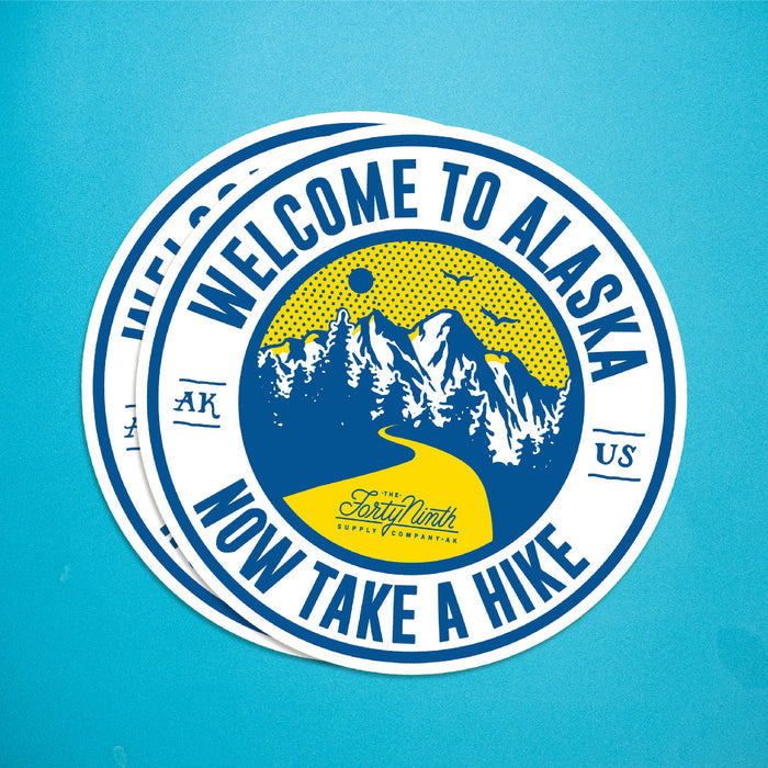 Take A Hike Blue Sticker