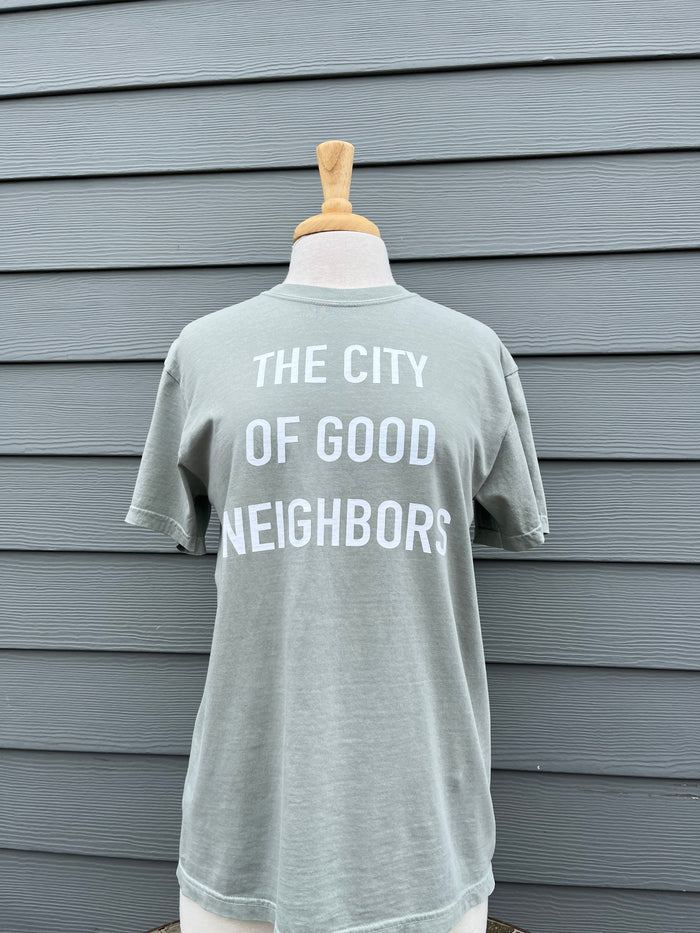 City of Good Neighbors Tee - Sage + White - Molly + Kate