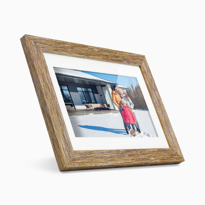 Aluratek 10 inch Distressed Wood Wifi Digital Photo Frame Angle View