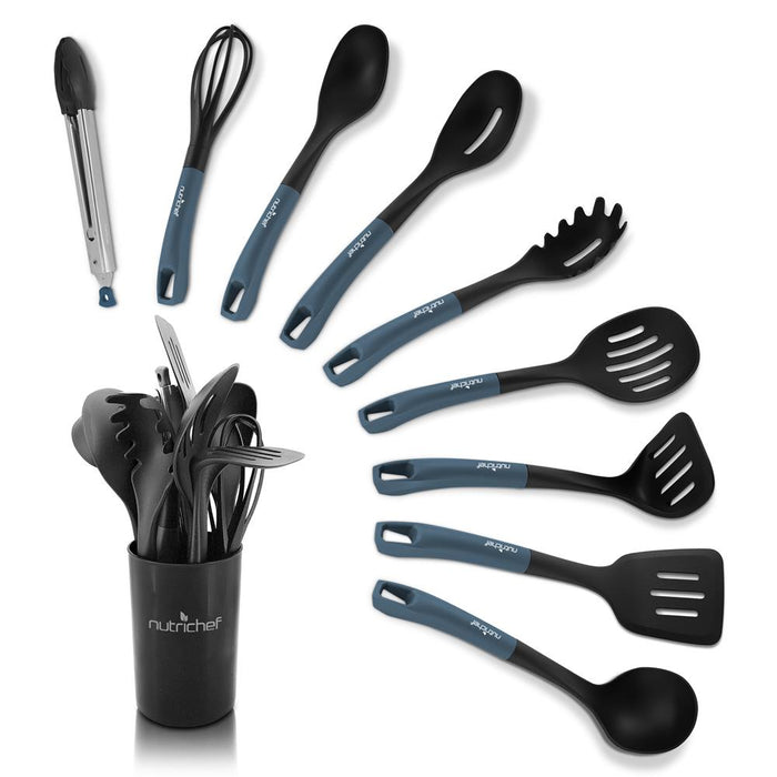10-Piece Non-Stick Silicone Utensils Set - Heat Resistant, Blue