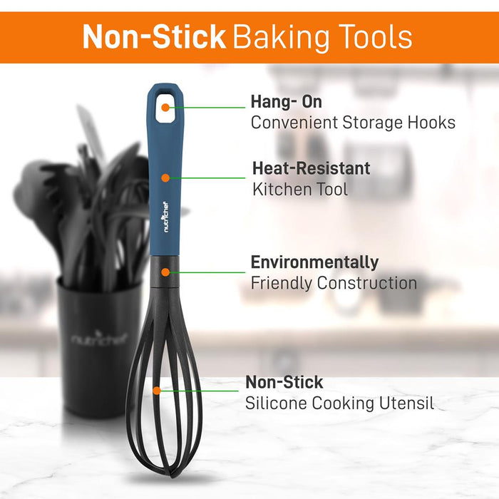 10-Piece Non-Stick Silicone Utensils Set - Heat Resistant, Blue