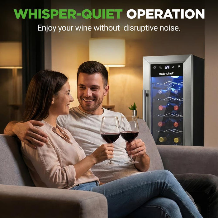 12 Bottle Wine Cooler, Compact Fridge, Digital Control, Stainless Steel