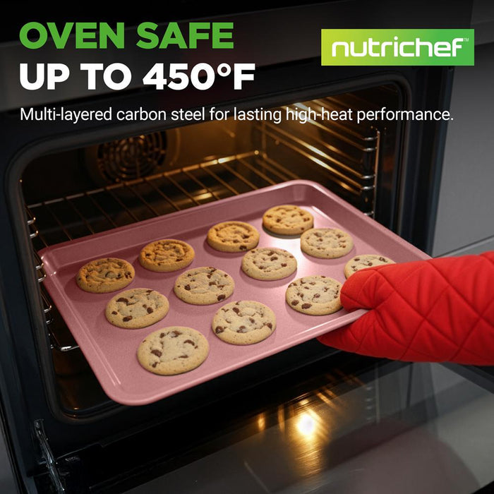2-Piece Nonstick Cookie Sheets Set, Carbon Steel, Rose Gold