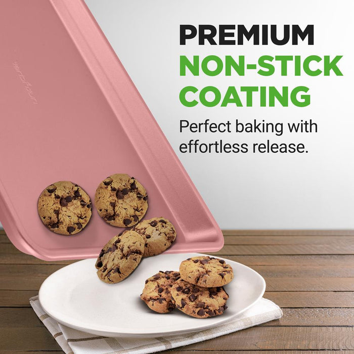 2-Piece Nonstick Cookie Sheets Set, Carbon Steel, Rose Gold