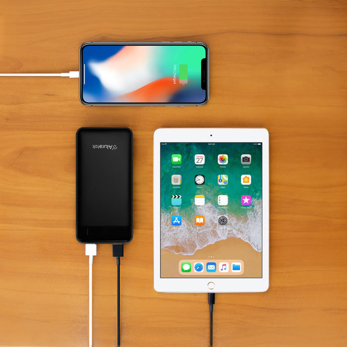 Aluratek portable 20k power bank Qualcomm viewer top LS