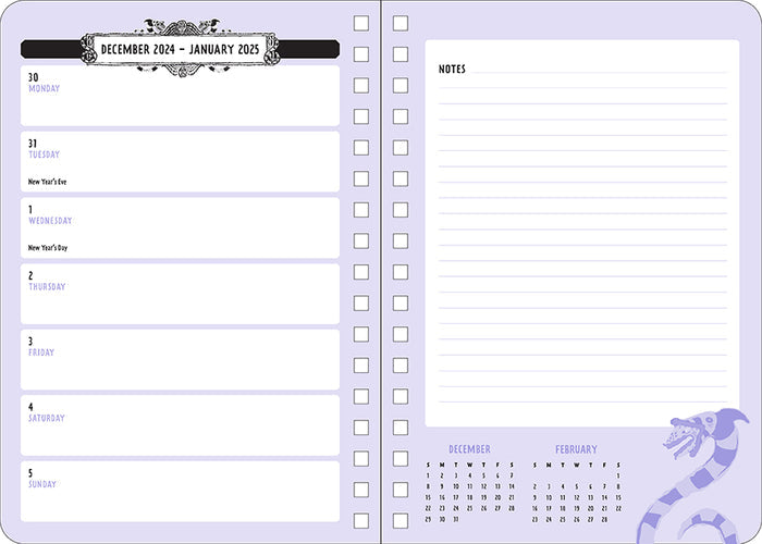 2025 Beetlejuice 13-Month Weekly Planner