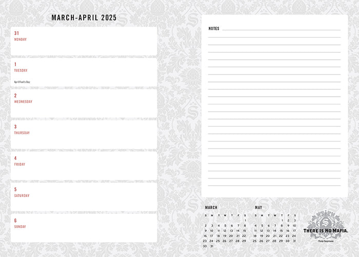 2025 The Sopranos 13-Month Weekly Planner