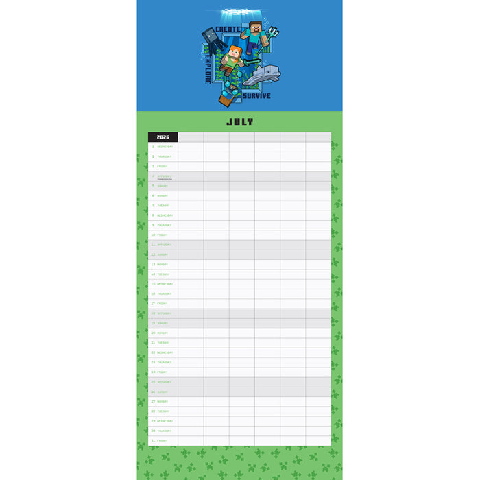 2026 Minecraft Family Wall Planner