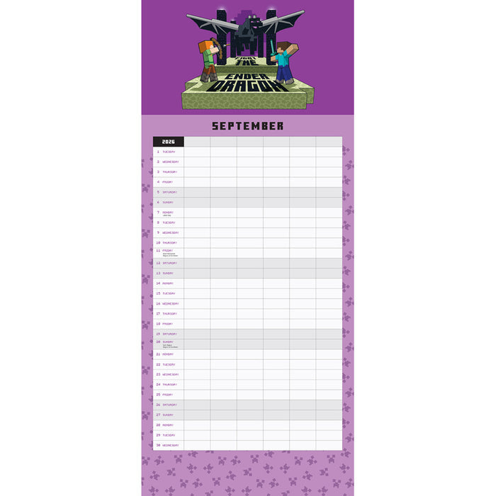 2026 Minecraft Family Wall Planner
