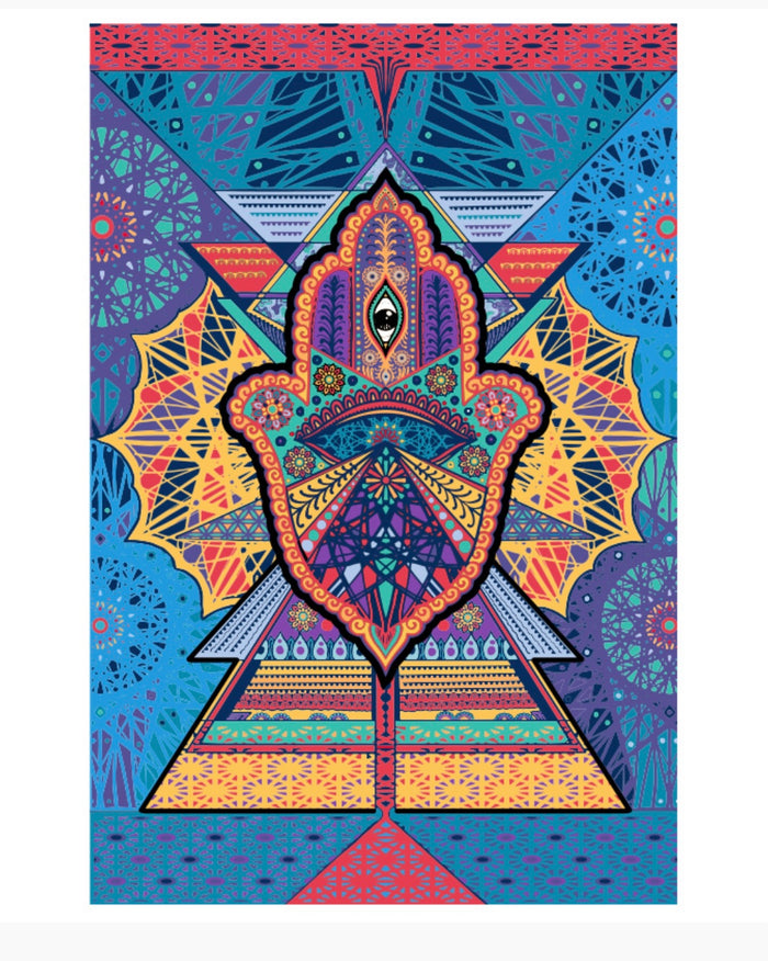 3D Geometric Hamsa Tapestry