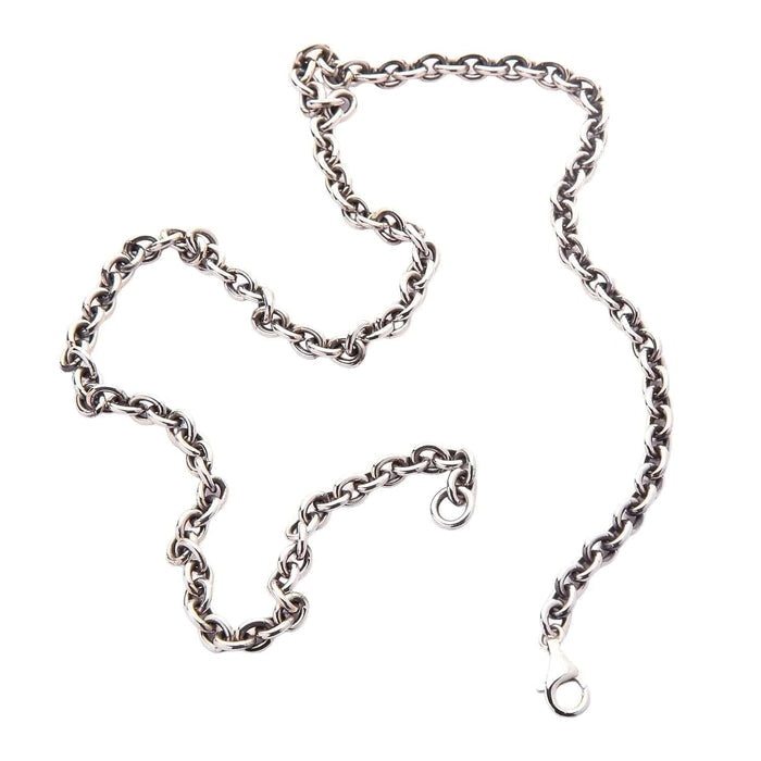 A heavy-duty, 5mm sterling silver chain designed to securely hold large pendants.