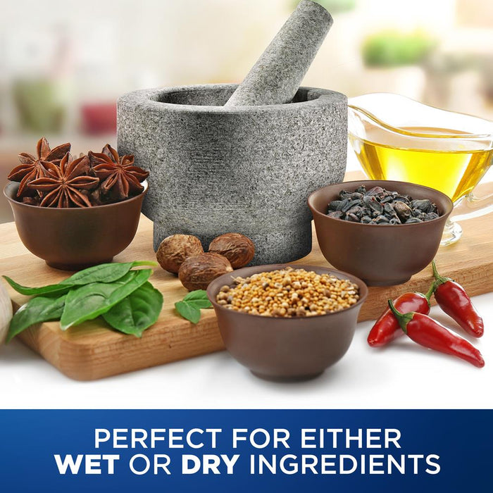 6'' Original Mortar And Pestle Set - Heavy Duty Unpolished Granite, 2 Cups Capacity