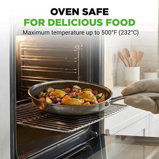 6-Piece Non-Stick Frying Pan Set, Quick Heat, Tri-Ply Stainless Steel