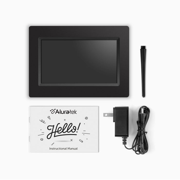 Aluratek 7inch Digital Photo Frame with Automatic Slideshow pkg content