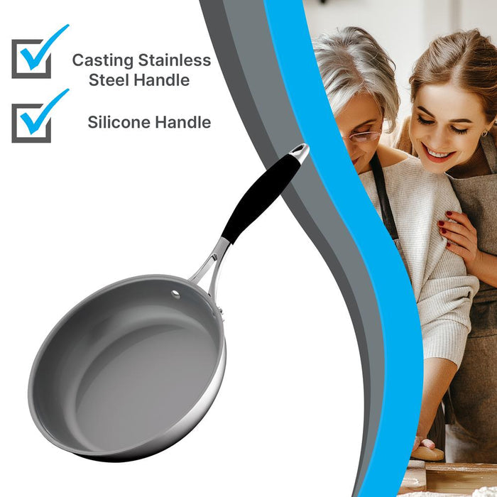 8" Non-Stick Fry Pan - Easy Clean Ceramic Coating, Stainless Steel