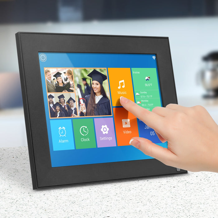 aluratek 9-inch touchscreen wifi digital photo frame motion sensor 16gb interface
