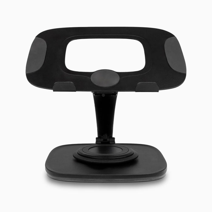Aluratek Adjustable Ergonomic Laptop Stand 360 Rotating Base front black