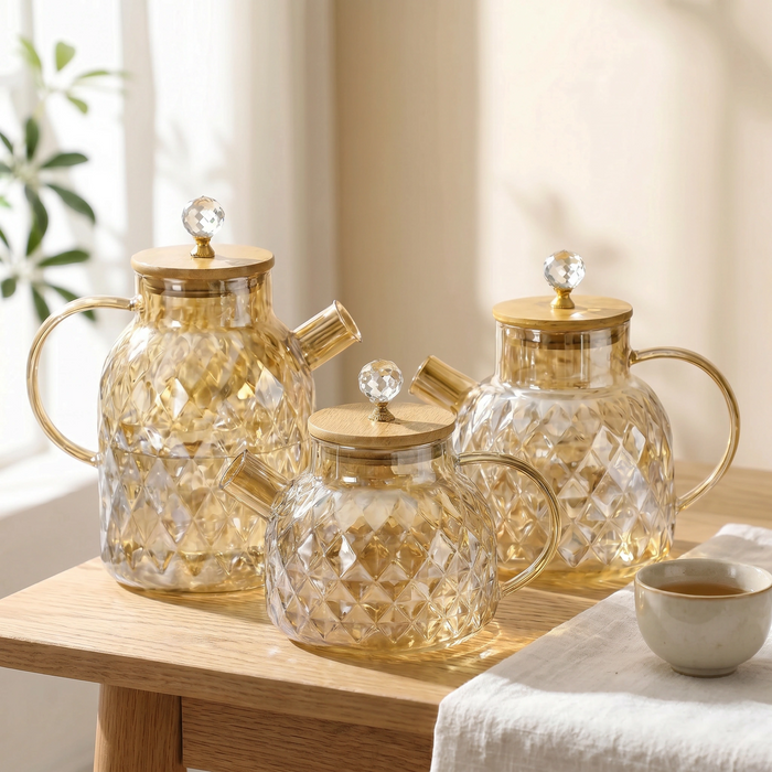 Aeris Home – Faceted Glass Teapot
