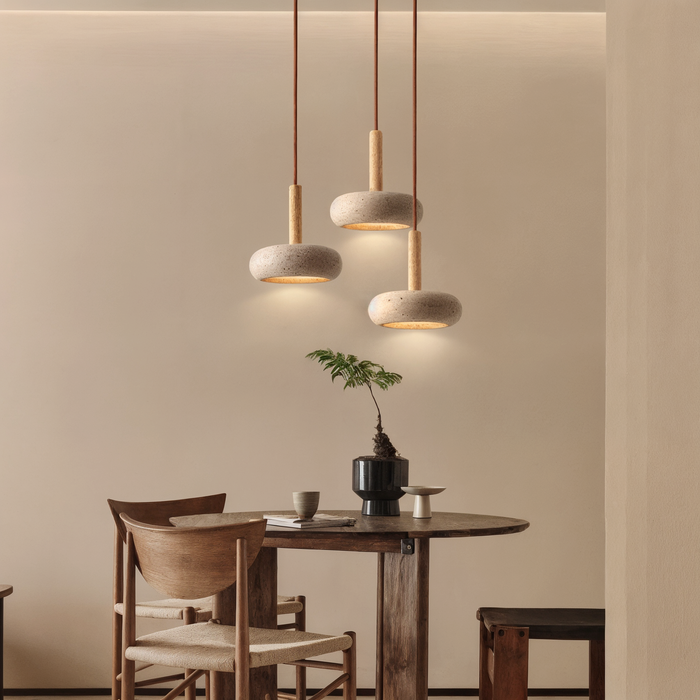 Aeris Home – Travertine Disc Pendant